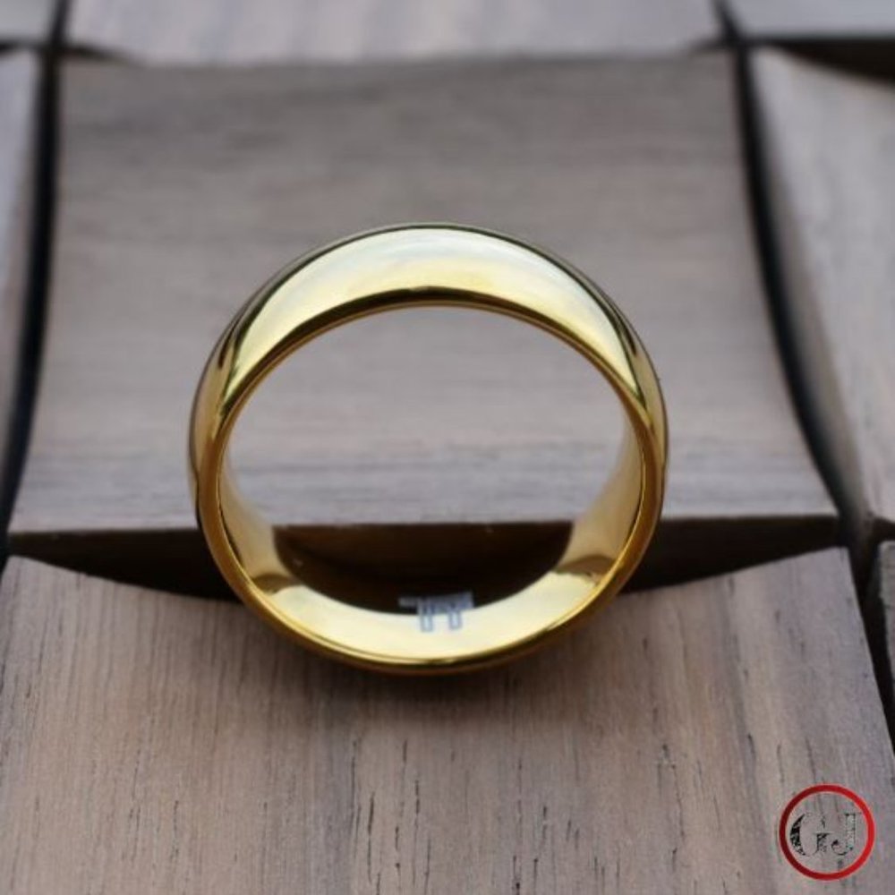 BRAND NEW - High Polished 8mm Gold Tungsten Ring, Mens Ring, Mens Wedding Band